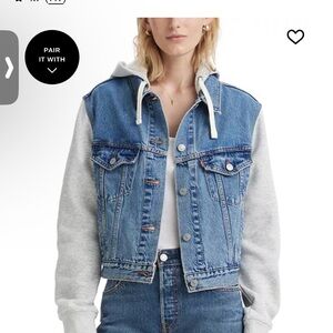 Signature by Levi Strauss Blue Denim Jacket with Gray Sleeves